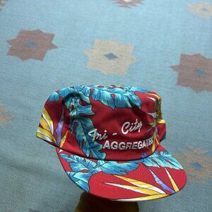 Vintage 80s 90s SnapBack hat cap Hawaiian floral Tri City Aggregates USA